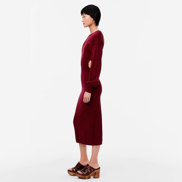 NWT Zara plum burgundy long sleeve cotton dress with side cutouts, L - Picture 4 of 10
